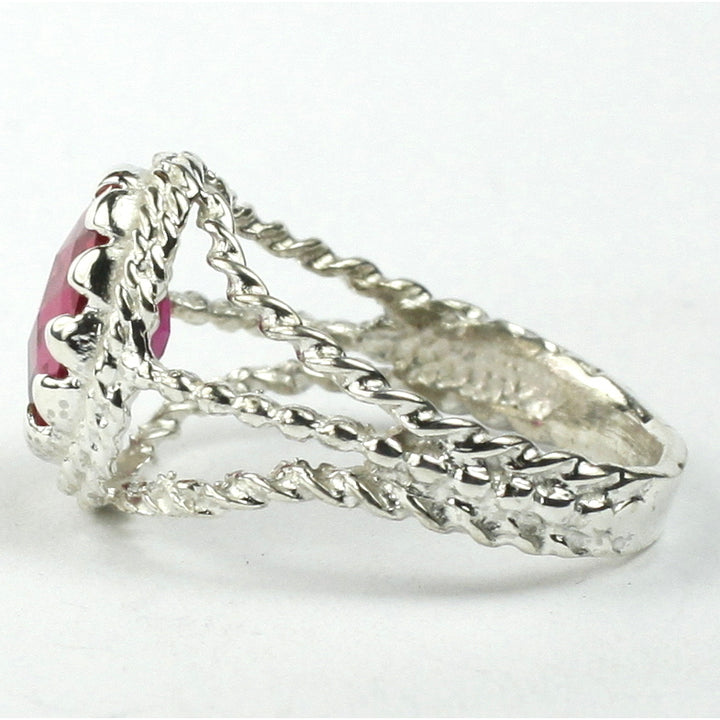 SR070 9x7mm Created Ruby 925 Sterling Silver Ring Image 3