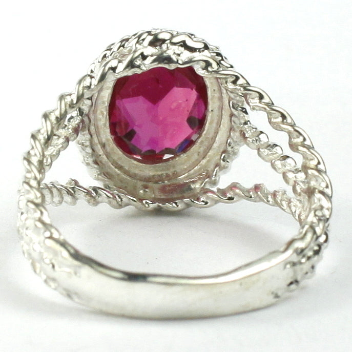 SR070 9x7mm Created Ruby 925 Sterling Silver Ring Image 4