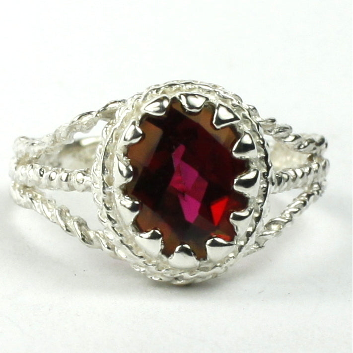 SR070 9x7mm Crimson Fire Topaz 925 Sterling Silver Ring Image 1