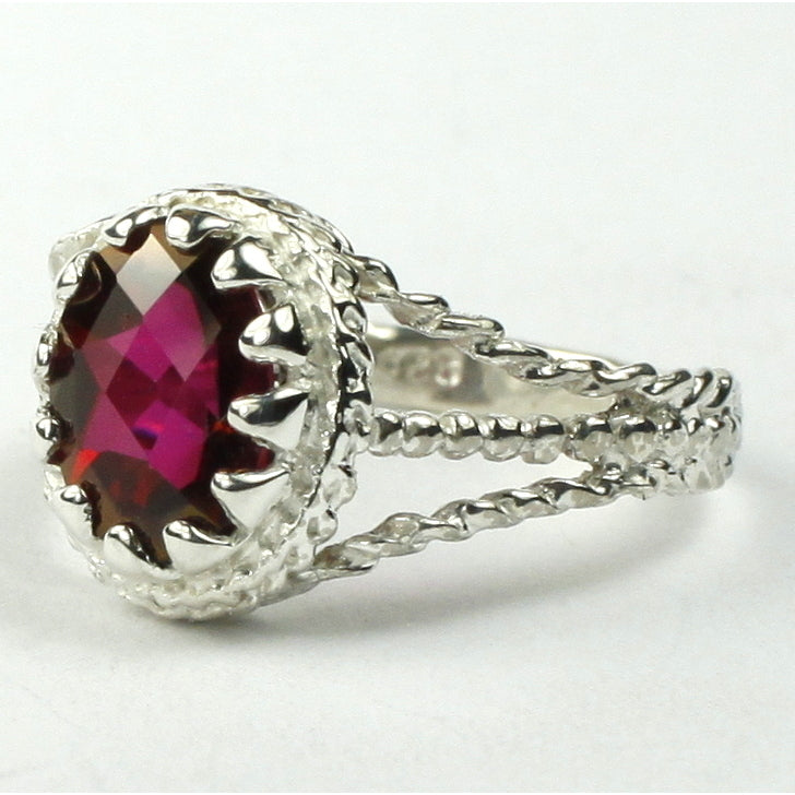 SR070 9x7mm Crimson Fire Topaz 925 Sterling Silver Ring Image 2