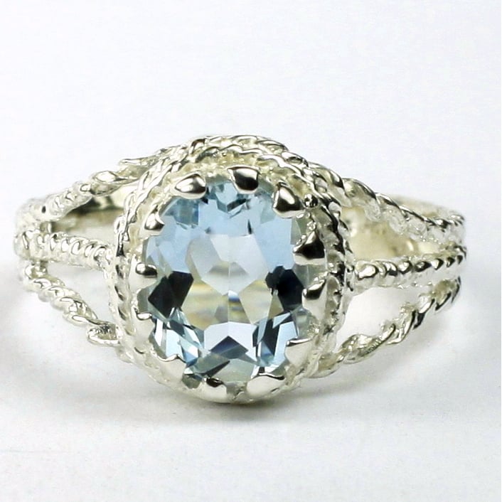 SR070 9x7mm Aquamarine 925 Sterling Silver Ring Image 1