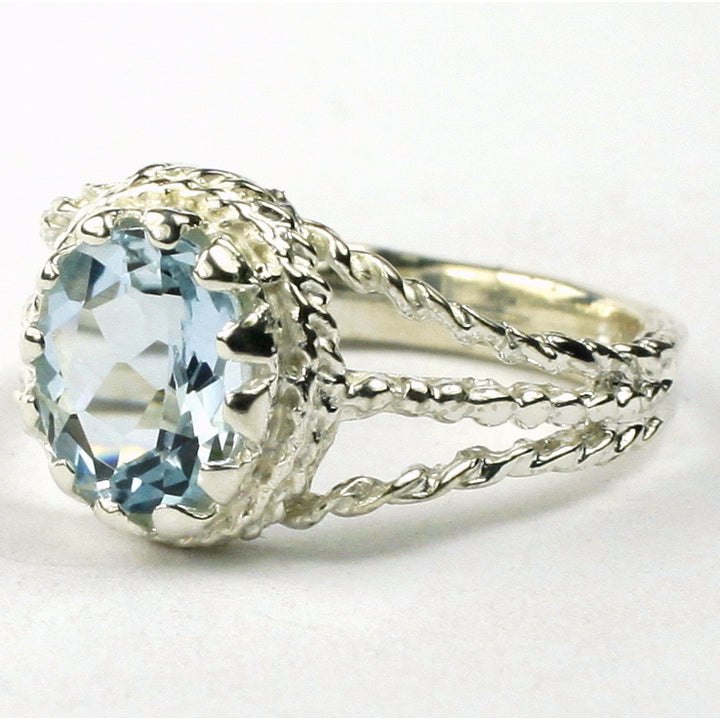 SR070 9x7mm Aquamarine 925 Sterling Silver Ring Image 2