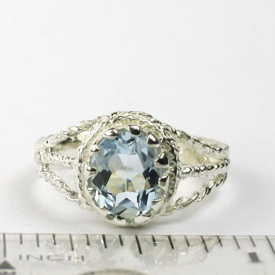 SR070 9x7mm Aquamarine 925 Sterling Silver Ring Image 4