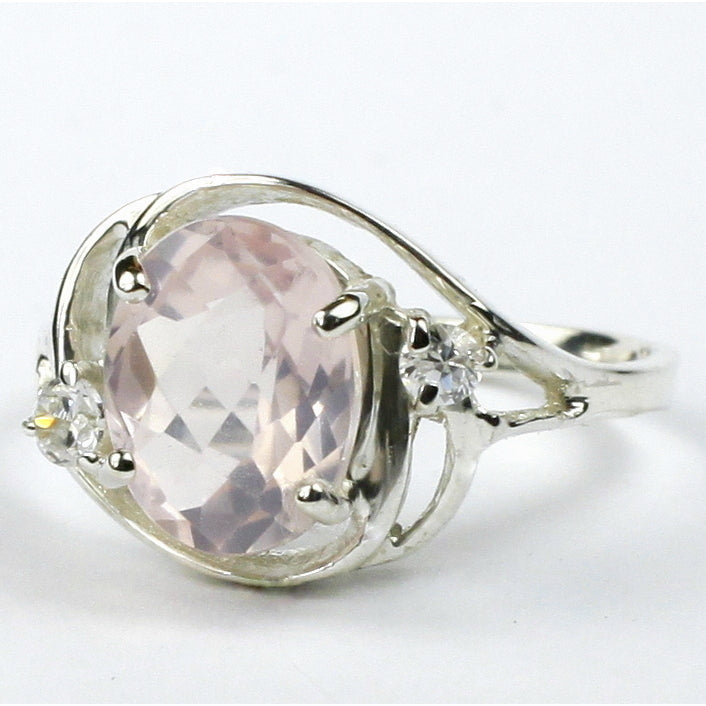 Sterling Silver Ladies Ring Rose Quartz SR021 Image 2