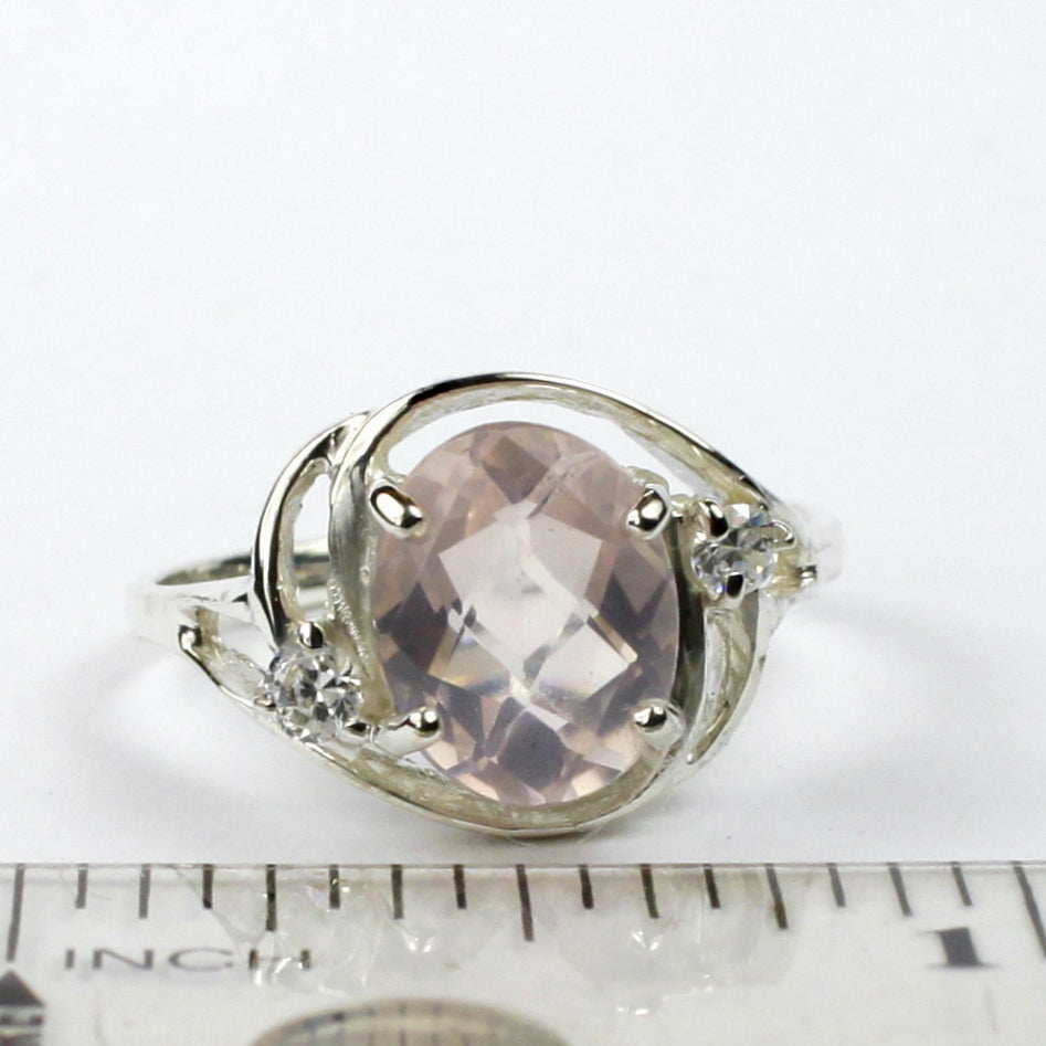 Sterling Silver Ladies Ring Rose Quartz SR021 Image 4