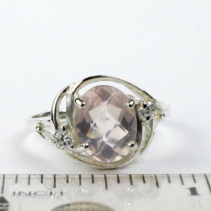 Sterling Silver Ladies Ring Rose Quartz SR021 Image 4