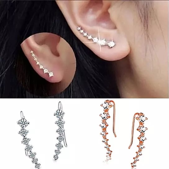 1Pair Rhinestone Crystal Earrings Ear Hook Stud Jewelry Image 1