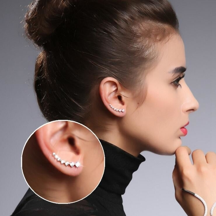 1Pair Rhinestone Crystal Earrings Ear Hook Stud Jewelry Image 2