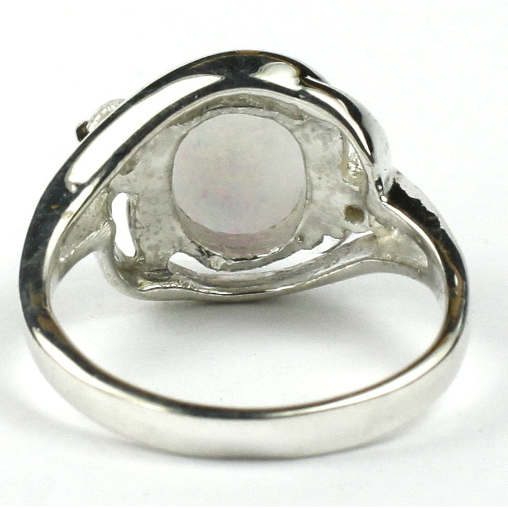 Sterling Silver Ladies Ring Created White Opal SR021 Image 4