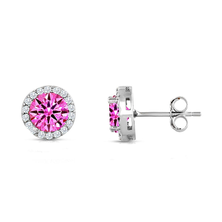 Sterling Silver Birthstone Halo Studs 3.50 CTTW Cubic Zirconia 925 Butterfly Post Image 4