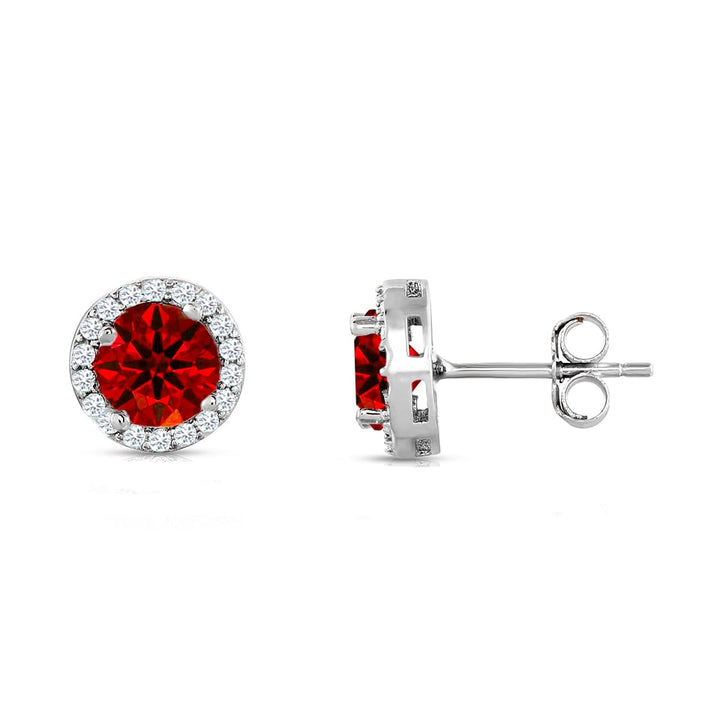 Sterling Silver Birthstone Halo Studs 3.50 CTTW Cubic Zirconia 925 Butterfly Post Image 3