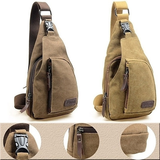 Cool Outdoor Sports Casual Canvas Unbalance Backpack Crossbody Sling Bag Shoulder Bag Chest Bag for Men Image 2