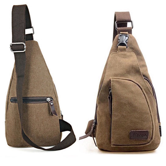 Cool Outdoor Sports Casual Canvas Unbalance Backpack Crossbody Sling Bag Shoulder Bag Chest Bag for Men Image 3