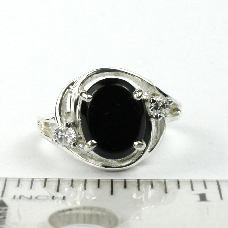 Sterling Silver Ladies Ring Black Onyx SR021 Image 4