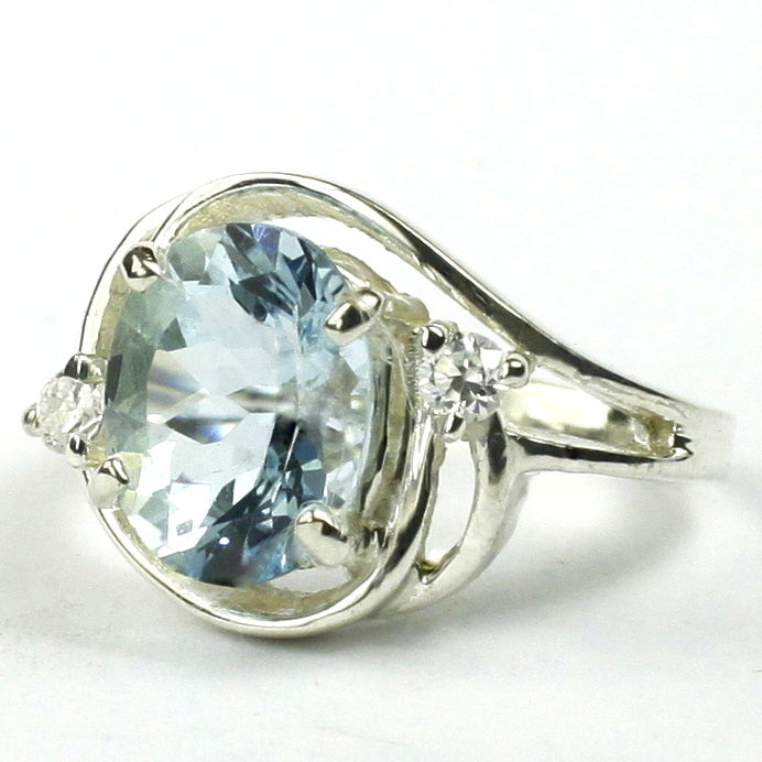 Sterling Silver Ladies Ring Aquamarine SR021 Image 2