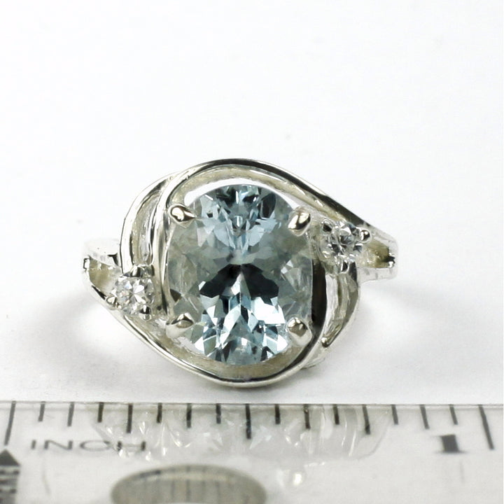 Sterling Silver Ladies Ring Aquamarine SR021 Image 4