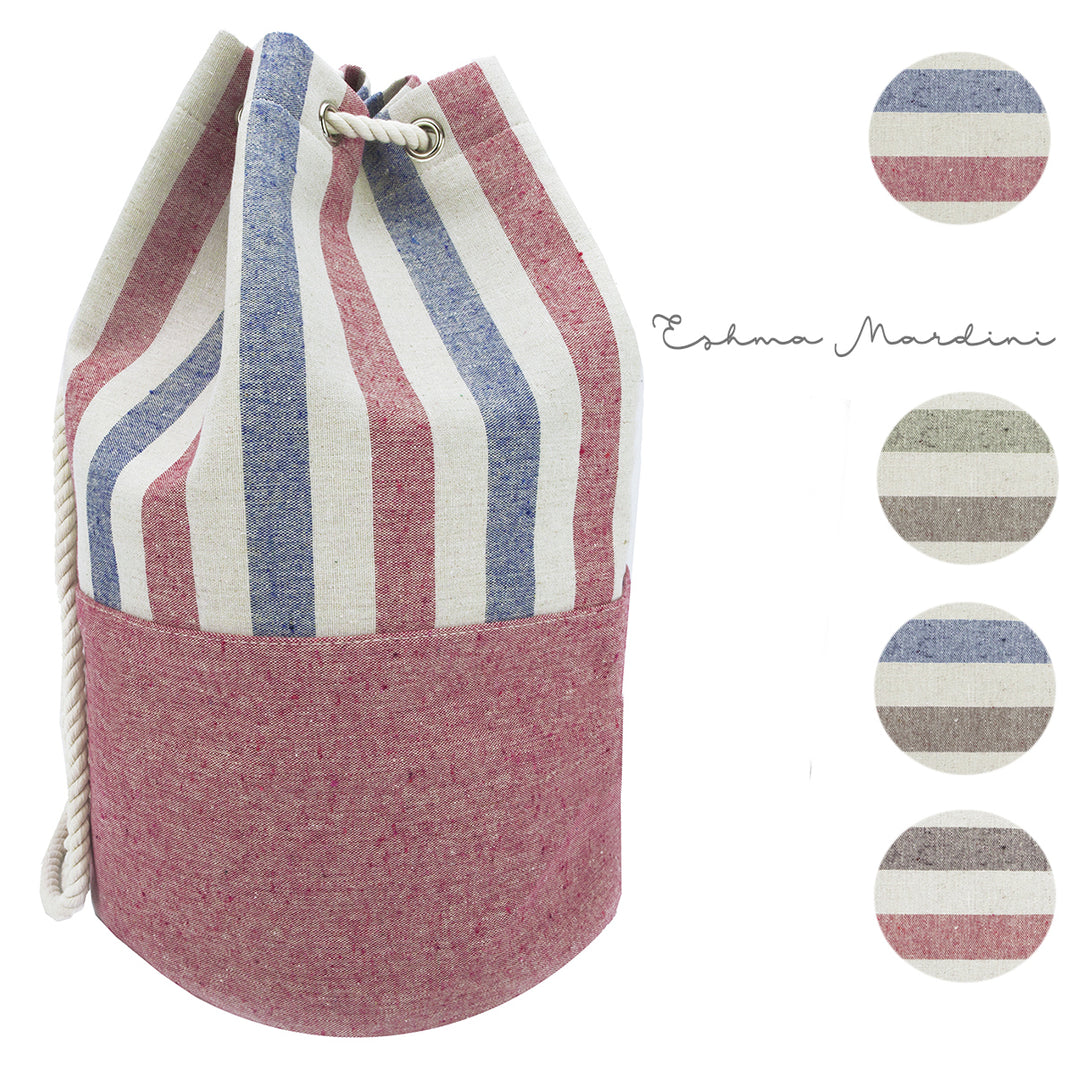 Eshma Mardini Striped Canvas Beach Bag - Backpack - Inside Lining - Eco Friendly Image 6