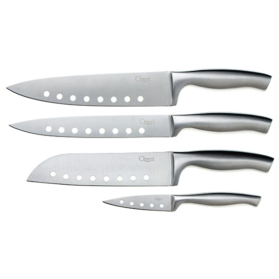 Ozeri 5-Piece Stainless Steel Knife and Sharpener Set, with Japanese Stainless Steel Slotted Blades Image 2