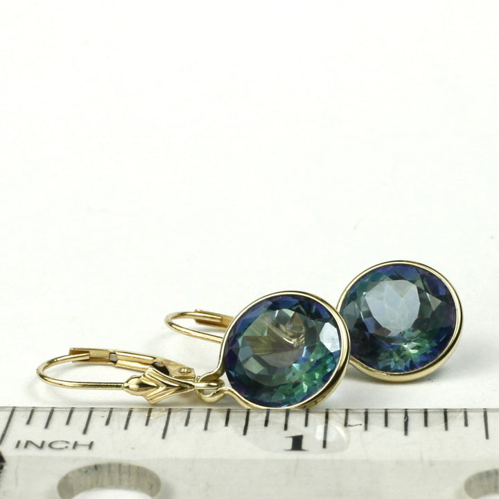 14K Gold Leverback Earrings Neptune Garden Topaz E211 Image 6