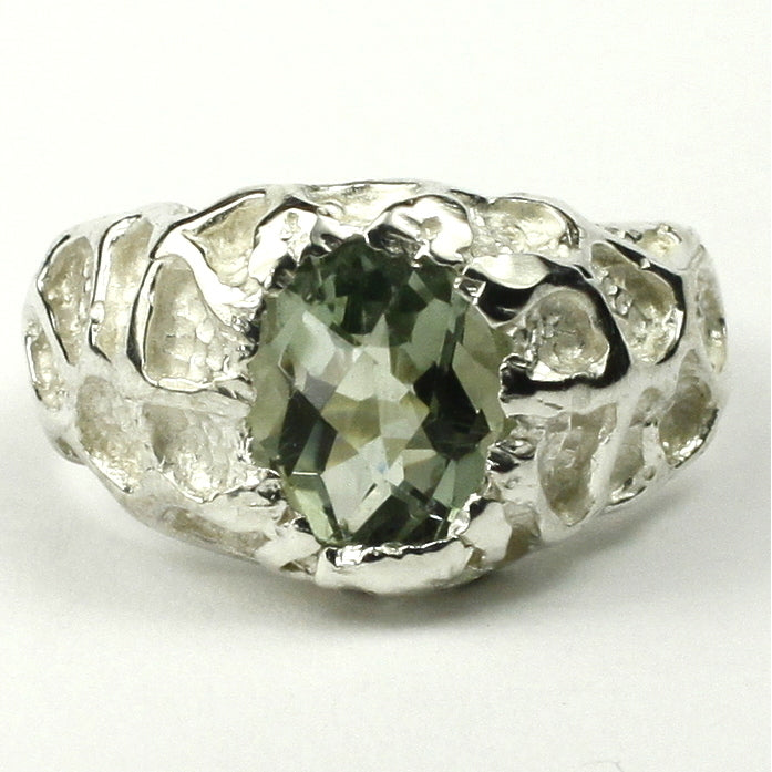 Sterling Silver Mens Ring Green Amethyst (Prasiolite) SR168 Image 1