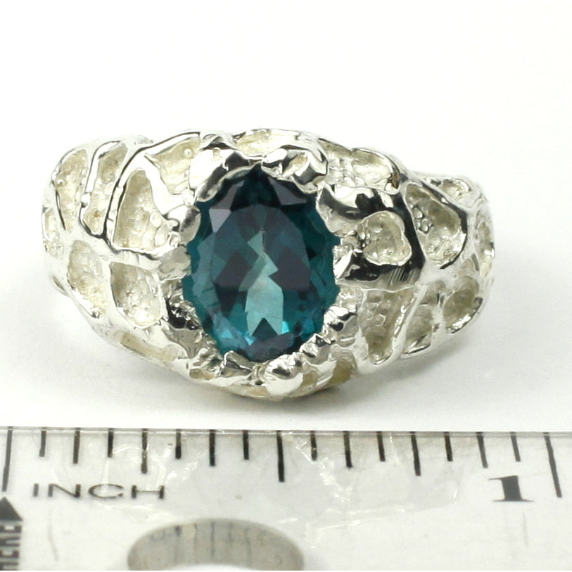 Sterling Silver Mens Ring Paraiba Topaz SR168 Image 4