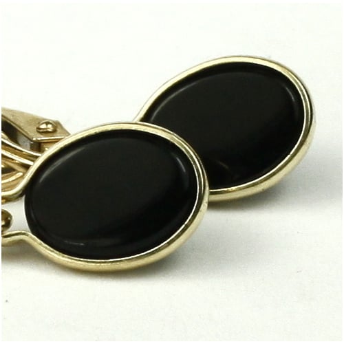 14K Leverback Earrings Black Onyx E001 Image 1