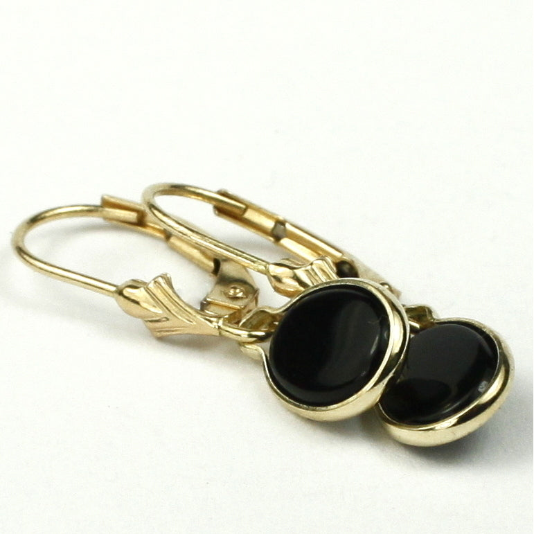 14K Leverback Earrings Black Onyx E001 Image 3