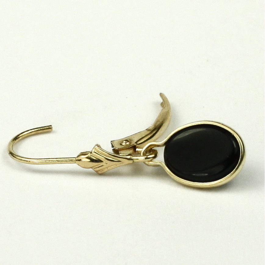 14K Leverback Earrings Black Onyx E001 Image 4