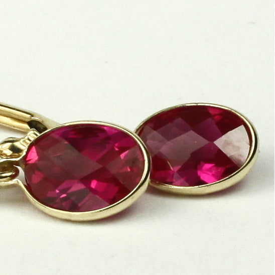 14K Leverback Earrings Created Ruby E001 Image 1