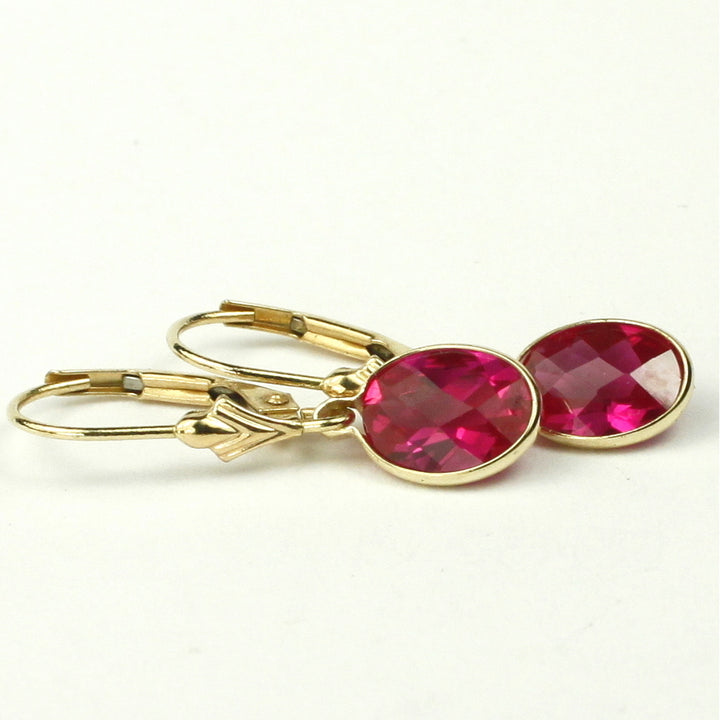 14K Leverback Earrings Created Ruby E001 Image 2