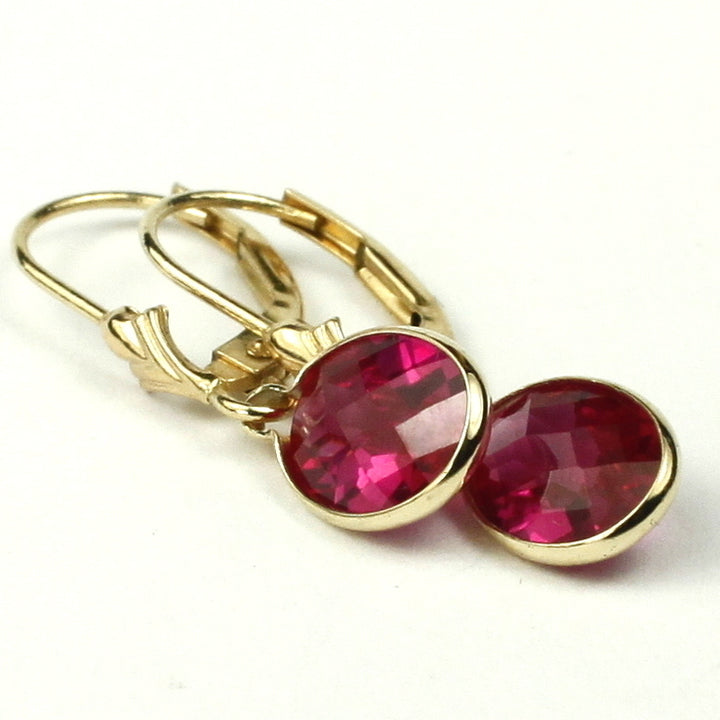 14K Leverback Earrings Created Ruby E001 Image 3