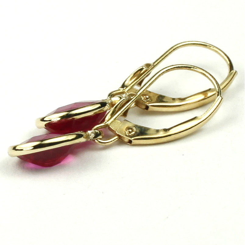 14K Leverback Earrings Created Ruby E001 Image 4