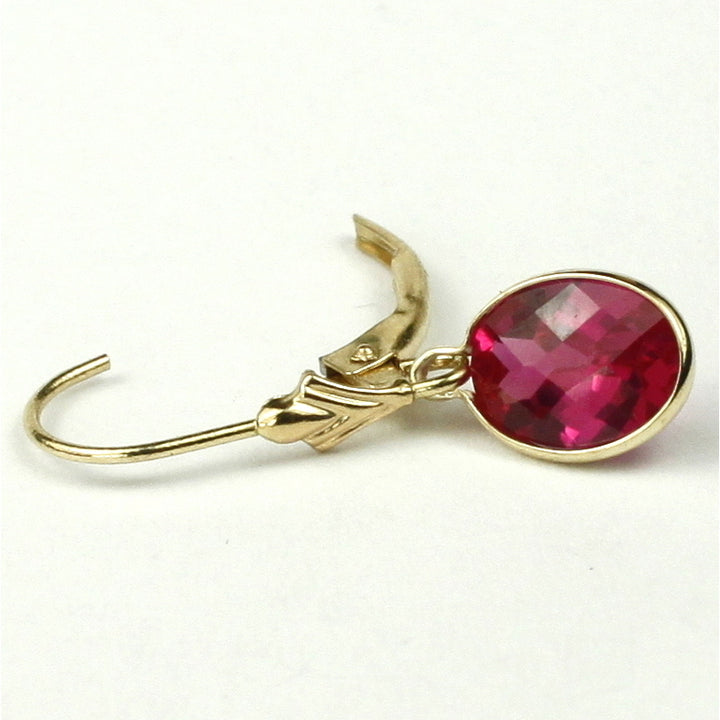 14K Leverback Earrings Created Ruby E001 Image 4