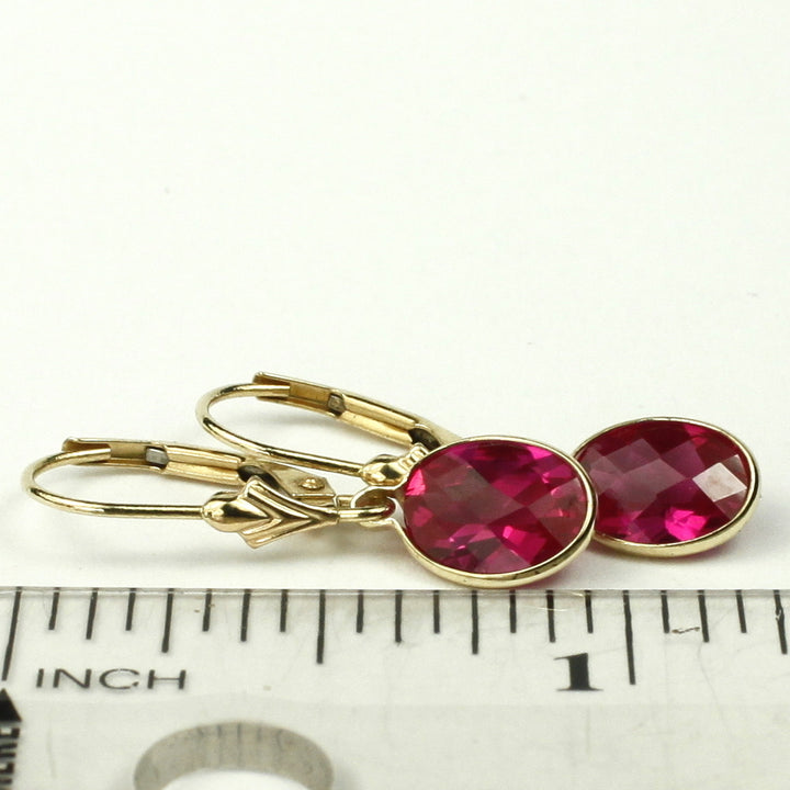 14K Leverback Earrings Created Ruby E001 Image 6