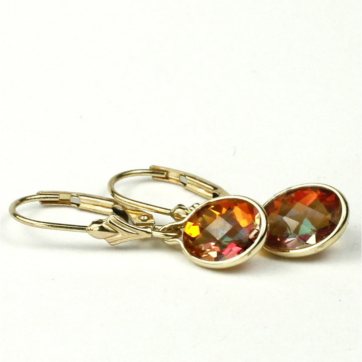 14K Leverback Earrings Twilight Fire Topaz E001 Image 2