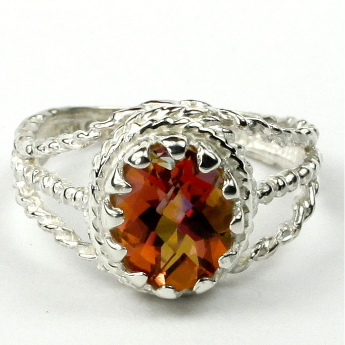 SR070 9x7mm Twilight Fire Topaz 925 Sterling Silver Ring Image 1