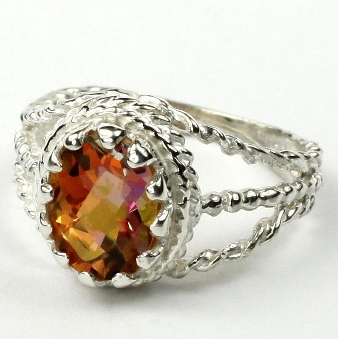 SR070 9x7mm Twilight Fire Topaz 925 Sterling Silver Ring Image 2