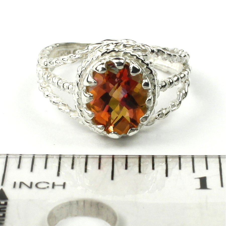 SR070 9x7mm Twilight Fire Topaz 925 Sterling Silver Ring Image 4