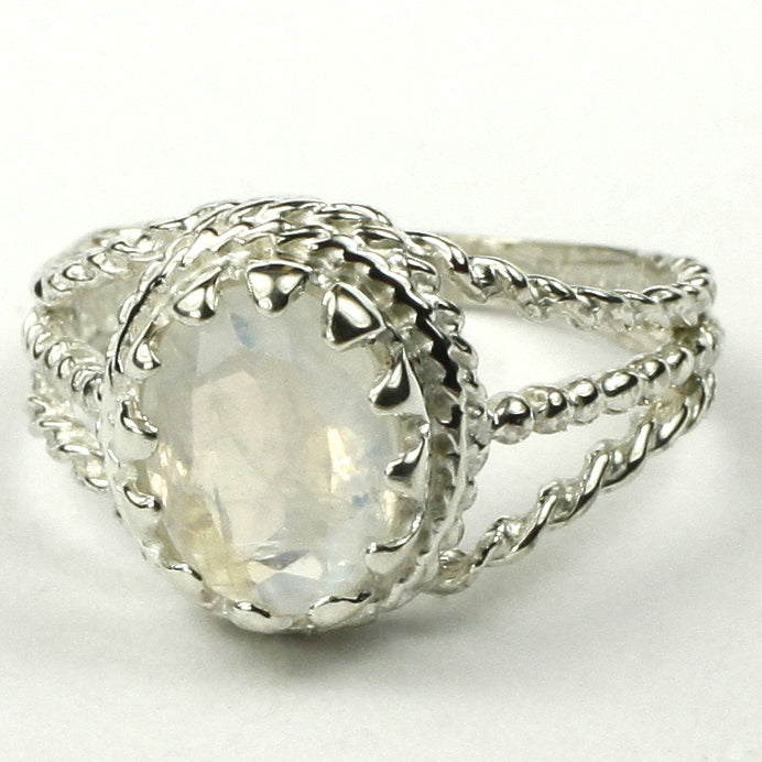 SR070 9x7mm Rainbow MoonStone 925 Sterling Silver Ring Image 2