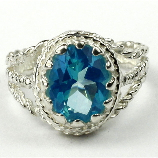 SR070 9x7mm Paraiba Topaz 925 Sterling Silver Ring Image 1