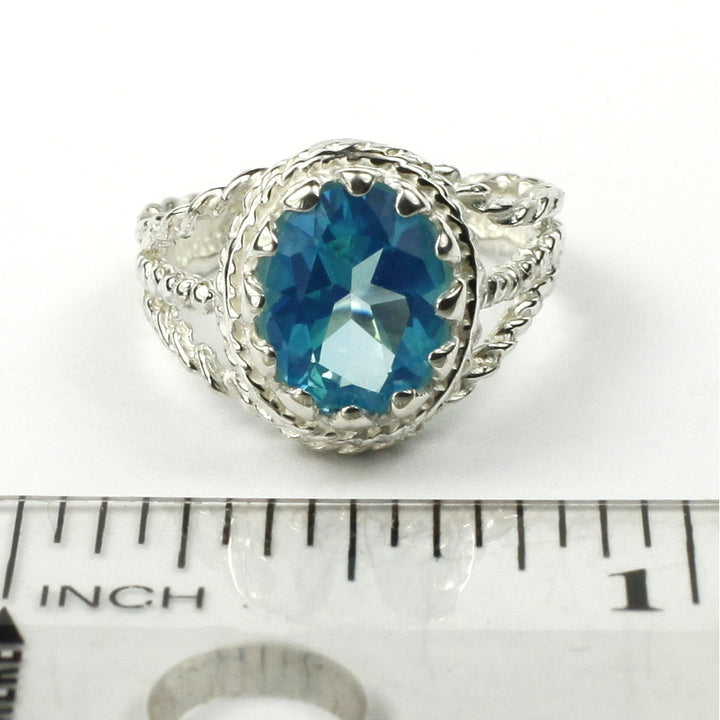 SR070 9x7mm Paraiba Topaz 925 Sterling Silver Ring Image 4