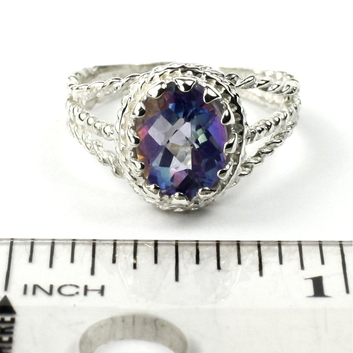 SR070 9x7mm Mystic Fire Topaz 925 Sterling Silver Ring Image 4