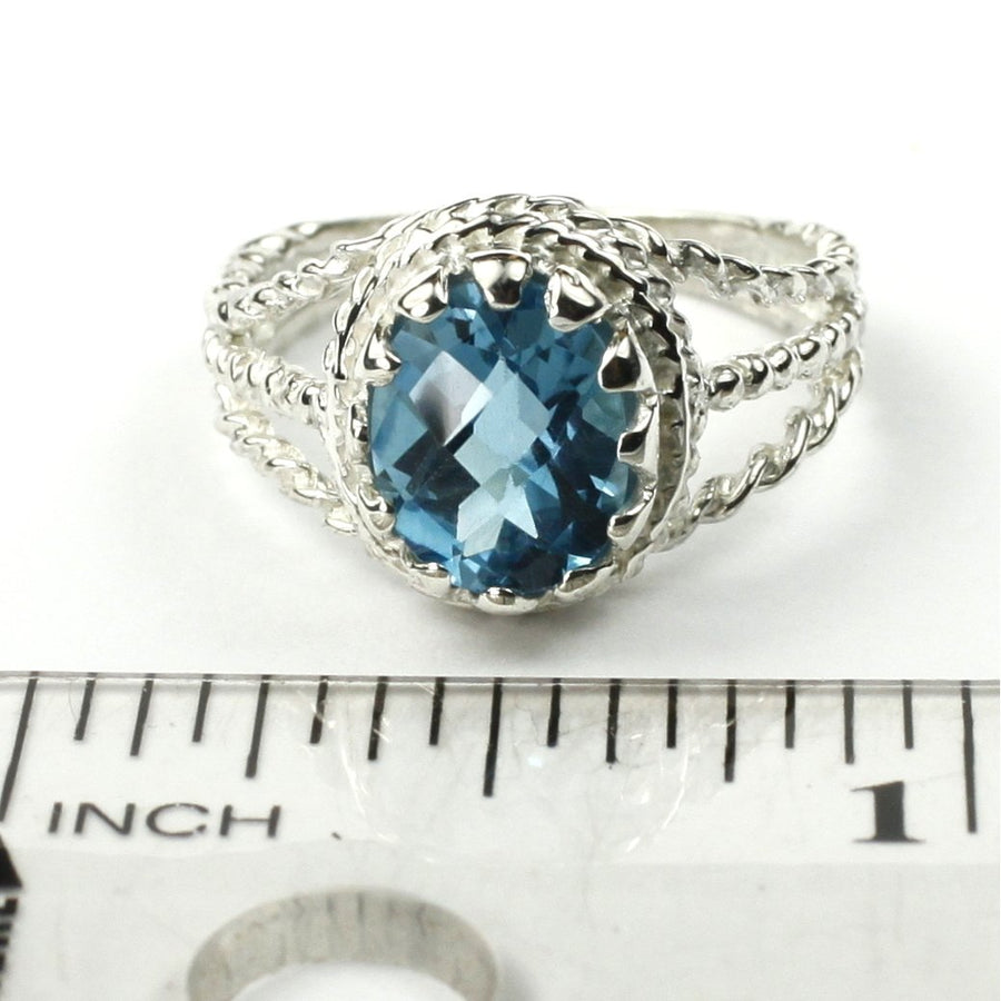 SR070 9x7mm London Blue Topaz 925 Sterling Silver Ring Image 1