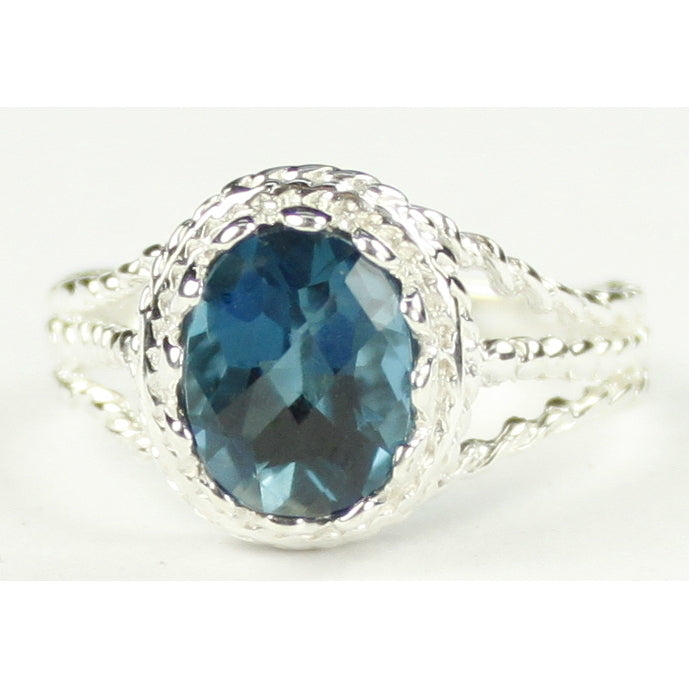 SR070 9x7mm London Blue Topaz 925 Sterling Silver Ring Image 2