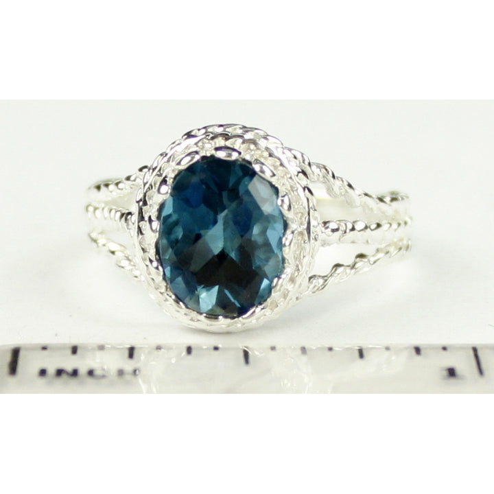 SR070 9x7mm London Blue Topaz 925 Sterling Silver Ring Image 6