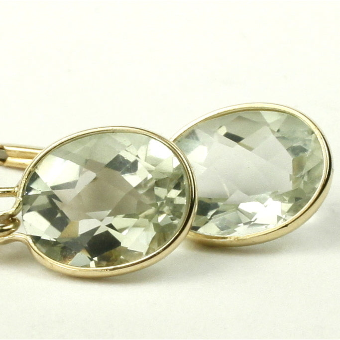 14K Leverback Earrings Green Amethyst (Prasiolite) E101 Image 1