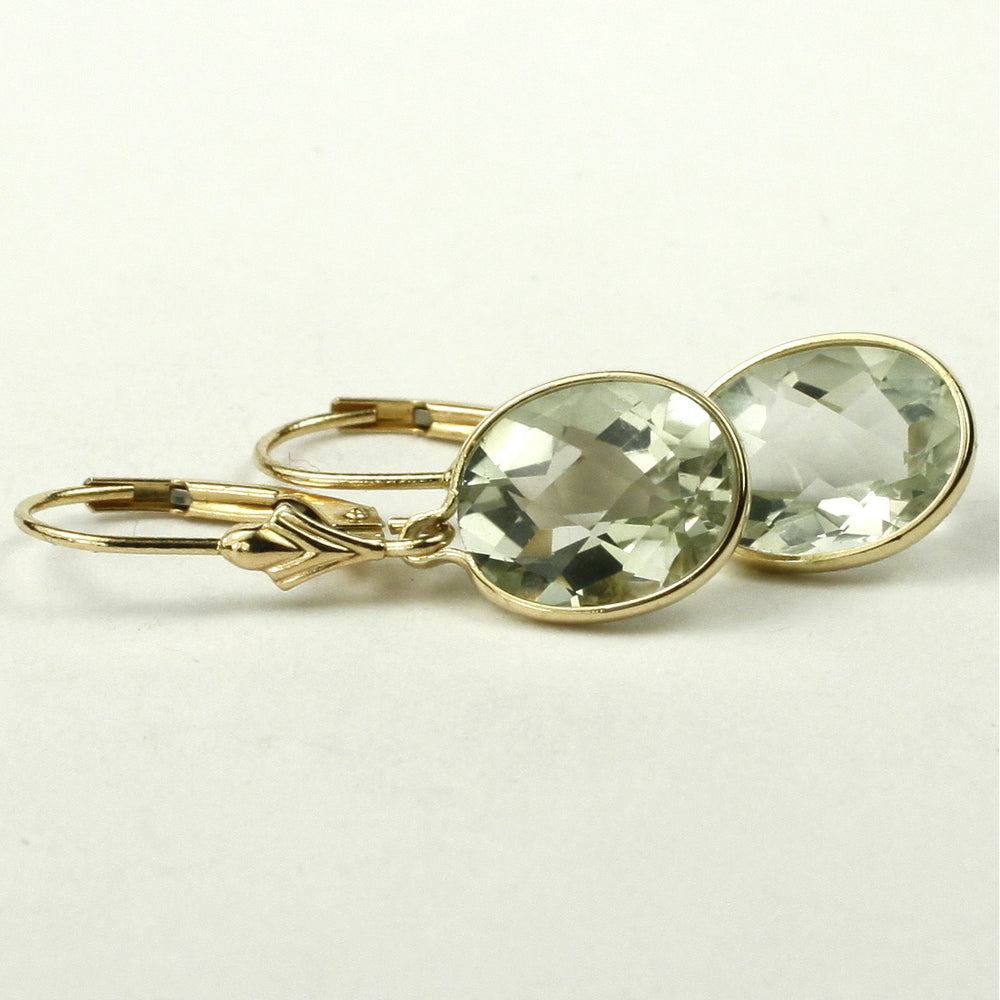 14K Leverback Earrings Green Amethyst (Prasiolite) E101 Image 2