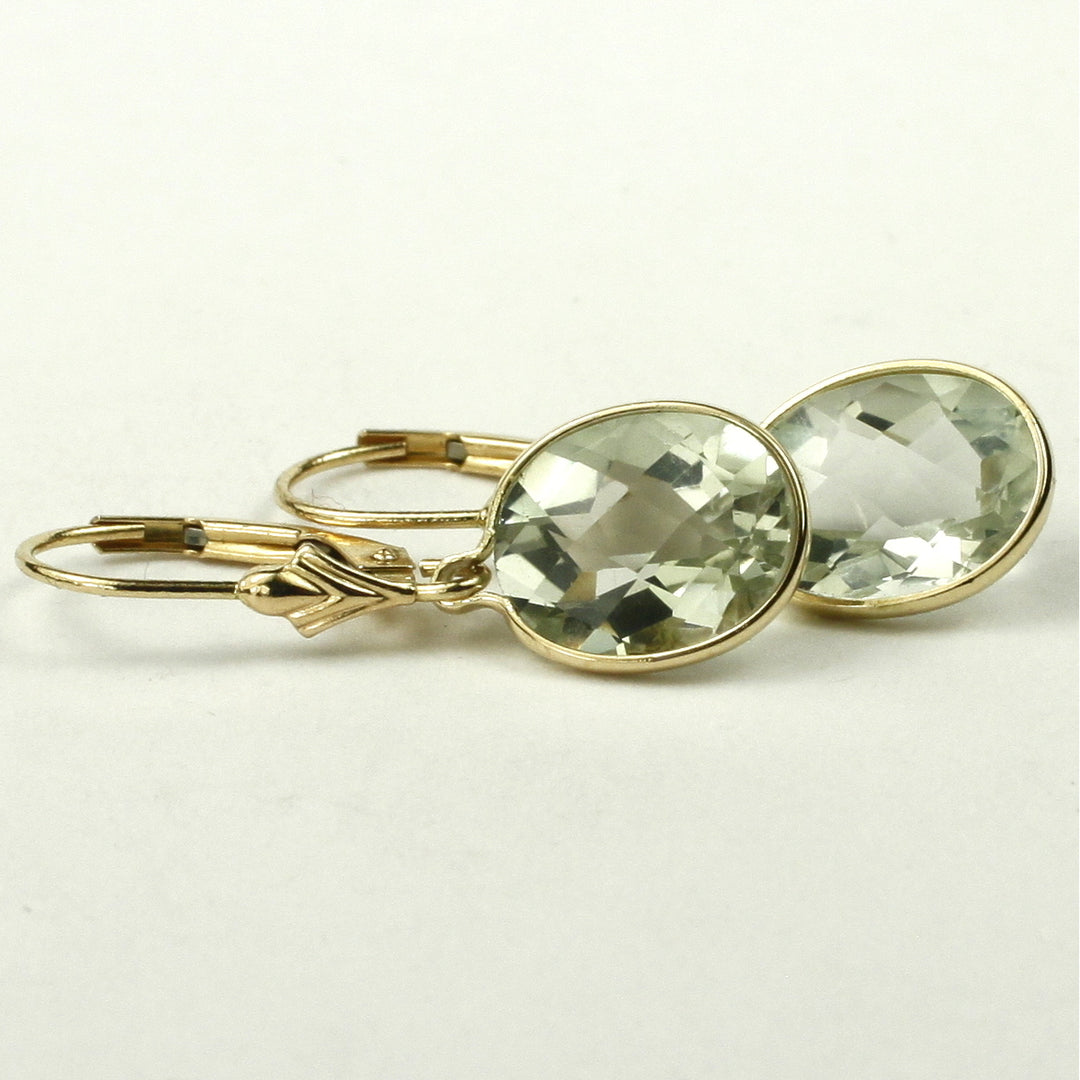 14K Leverback Earrings Green Amethyst (Prasiolite) E101 Image 3