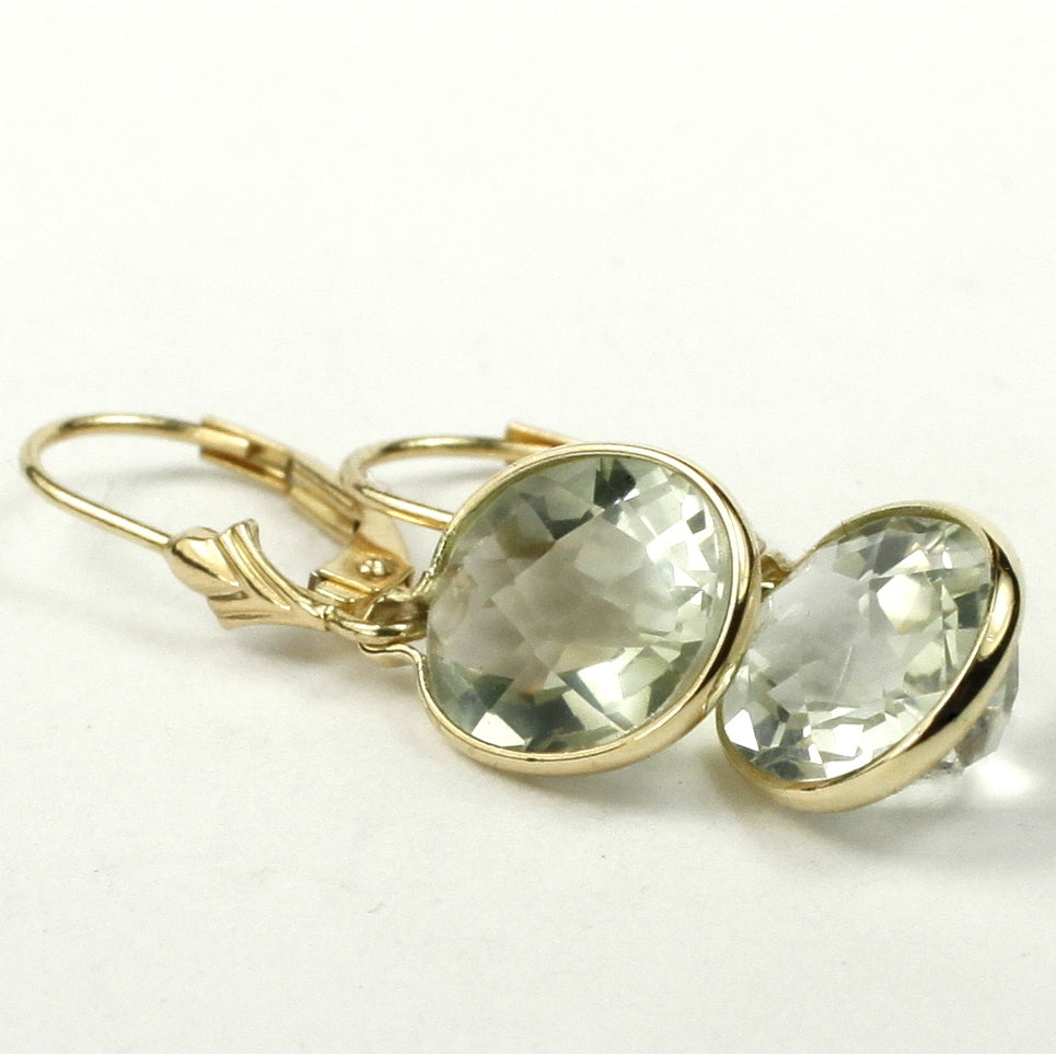 14K Leverback Earrings Green Amethyst (Prasiolite) E101 Image 4