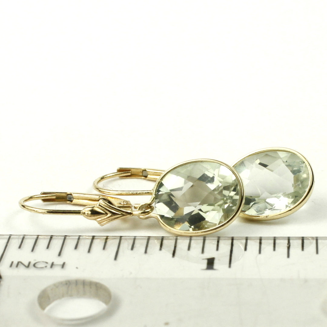 14K Leverback Earrings Green Amethyst (Prasiolite) E101 Image 6